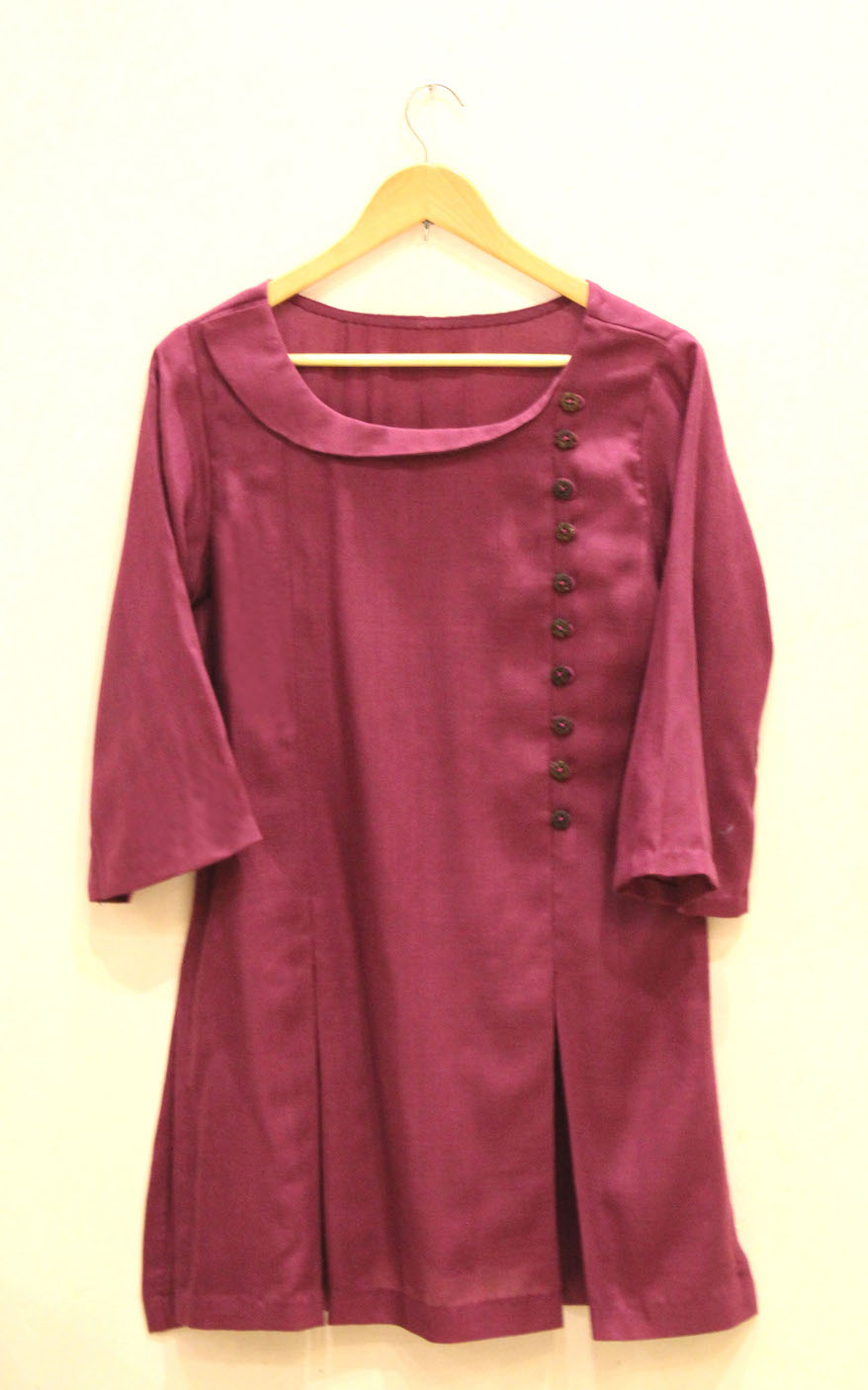 Box pleated shirt with loop buttons | Asra Khalid